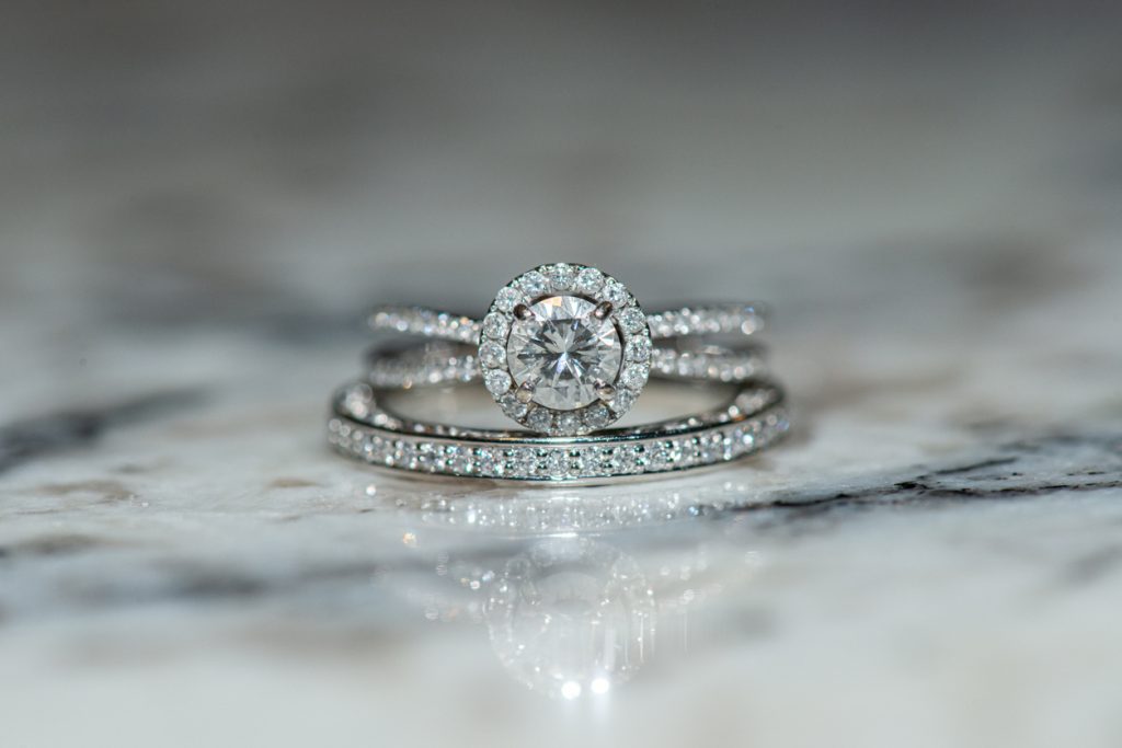 White gold bride and grooms wedding rings