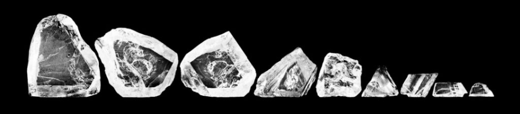 Nine largest diamond stones split from the rough Cullinan diamond