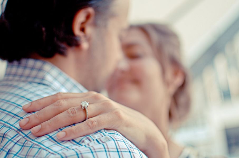 woman wearing an engagement ring