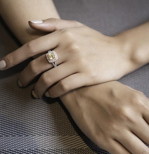 hands, engagement ring on finger