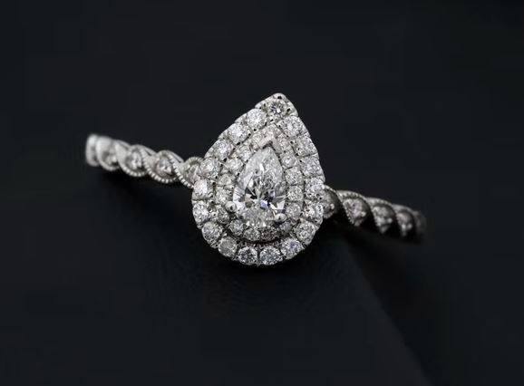 a pear-shaped diamond ring
